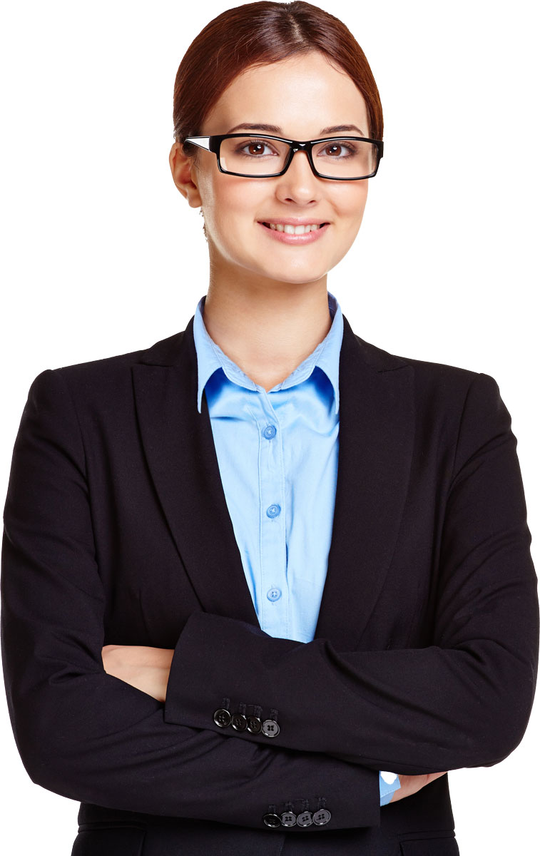 Woman smiling with crossed arms wearing a very formal top and blazer